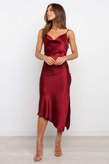 Wrap Hem Satin Cami Dress